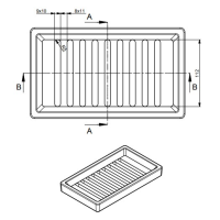 Náhradní díl pro HAAS+SOHN - RIGA cerveny plech- Rošt malý (260x152) / černá