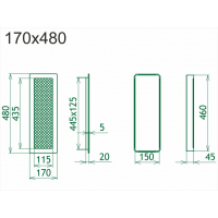Krbová mřížka BÍLÁ, ROZMĚR 170X480 MM