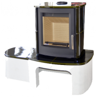 Krb - Krbová kamna Thorma Graz černý - bílý podstavec - keramik zelený