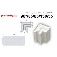 Kamnářská šamotová tvarovka Lisovaný šamot SIII-K - 90°/85/85/150/55 (pero-drážka)