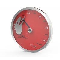 Saunový teploměr - ocel/červená