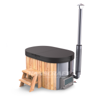 HOT TUB OVAL 160x100 sklolaminát - vestavěná kamna (MODŘÍN)