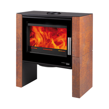 DALE, černá, kachlový obklad zrzavá patina