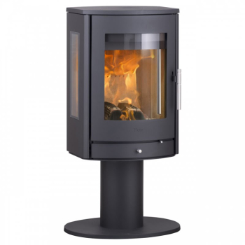 Krbová kamna teplovzdušná Heta Scan-Line 850M - ploché boky, boční prosklení, na noze - otáčecí