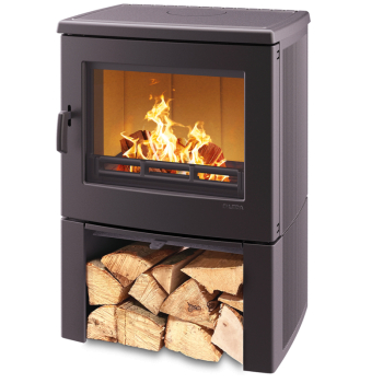 Krbová kamna teplovzdušná Leda Allegra Small - litinová krbová kamna s dřevníkem