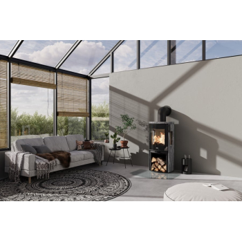 Krbová kamna teplovzdušná Heta Icon-Line Moderna s bočním prosklením - obklad mastek