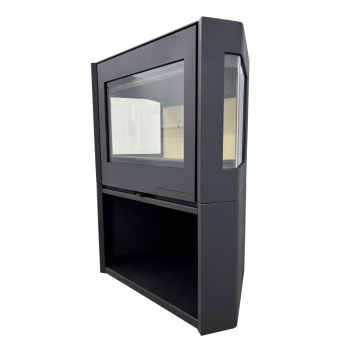 Krbová kamna teplovzdušná Wanders Black Sapphire s dřevníkem