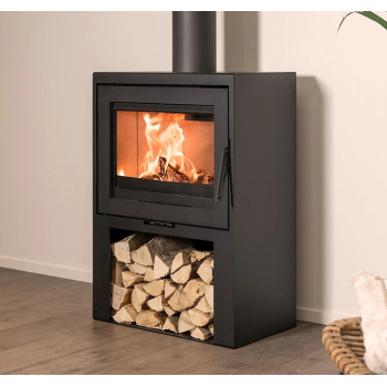 Krbová kamna teplovzdušná Wanders WAN 2068 BE High s dřevníkem