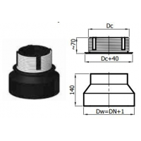 Karl Napojení kouřovodu do keramického komína pod úhlem 90°, 180mm / 180mm (síla 2mm) - černá