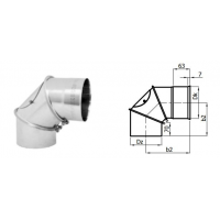 Karl Koleno regulované s čistícím otvorem 90°/ 180mm ( síla 1mm) - nerez