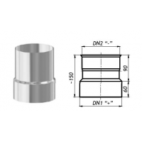 Karl Redukce kouřovodů v zapojení po kouři 150mm / 200mm (síla 1mm) - nerez