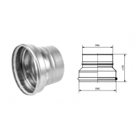 Karl převlečné napojení kouřovodu na keramický komín - po vodě, pro tenkostěnné verze, 180mm / 180mm (síla 1mm) - nerez