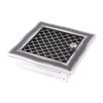 Krbová mřížka 16x16 cm, PREMIUM DECO stříbrná patina s žaluzií