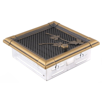 Krbová mřížka 16x16 cm, PREMIUM RETRO zlatá patina s žaluzií