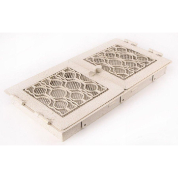 Krbová mřížka PREMIUM STYL 21x43 cm, bílá - antik s žaluzií