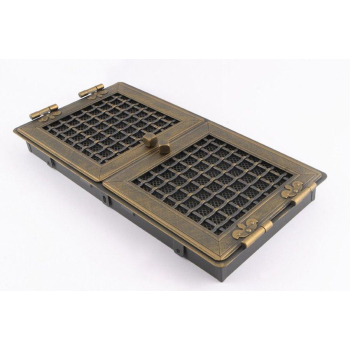 Krbová mřížka PREMIUM STYL 21x43 cm, zlatá patina s žaluzií