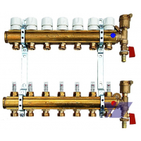 Rozdělovač BIANCHI C343-3 pro podlahové vytápění, mosazný - 204mm
